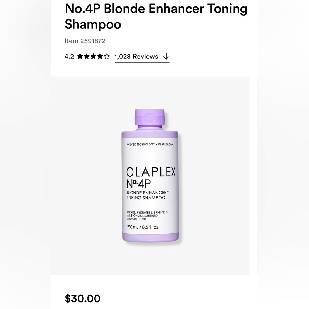 Bundle of 2 Olaplex No.4P Blonde Enhancer Toning Shampoo new retail $60